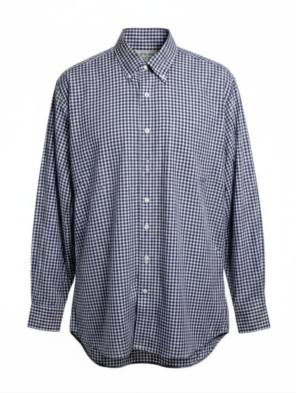 Paul Fredrick men's gingham plaid non iron button down cotton shirt size 17.5 35